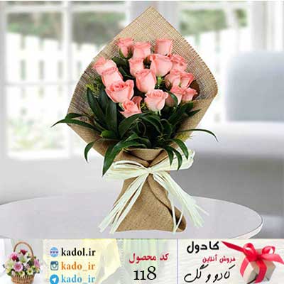 دسته گل رز صورتی تبسم دسته گل رز صورتی تبسم